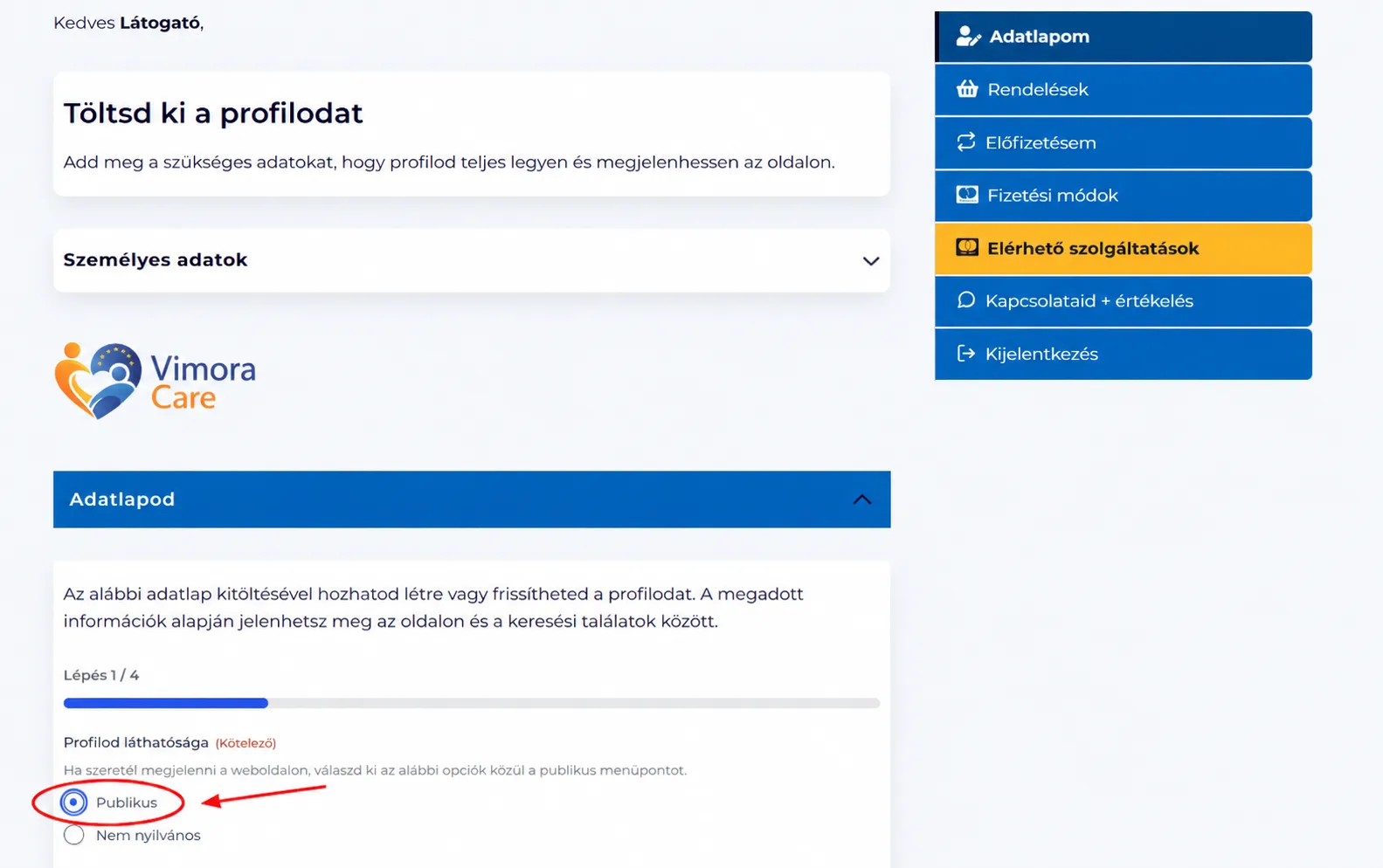 Publikus adatlap